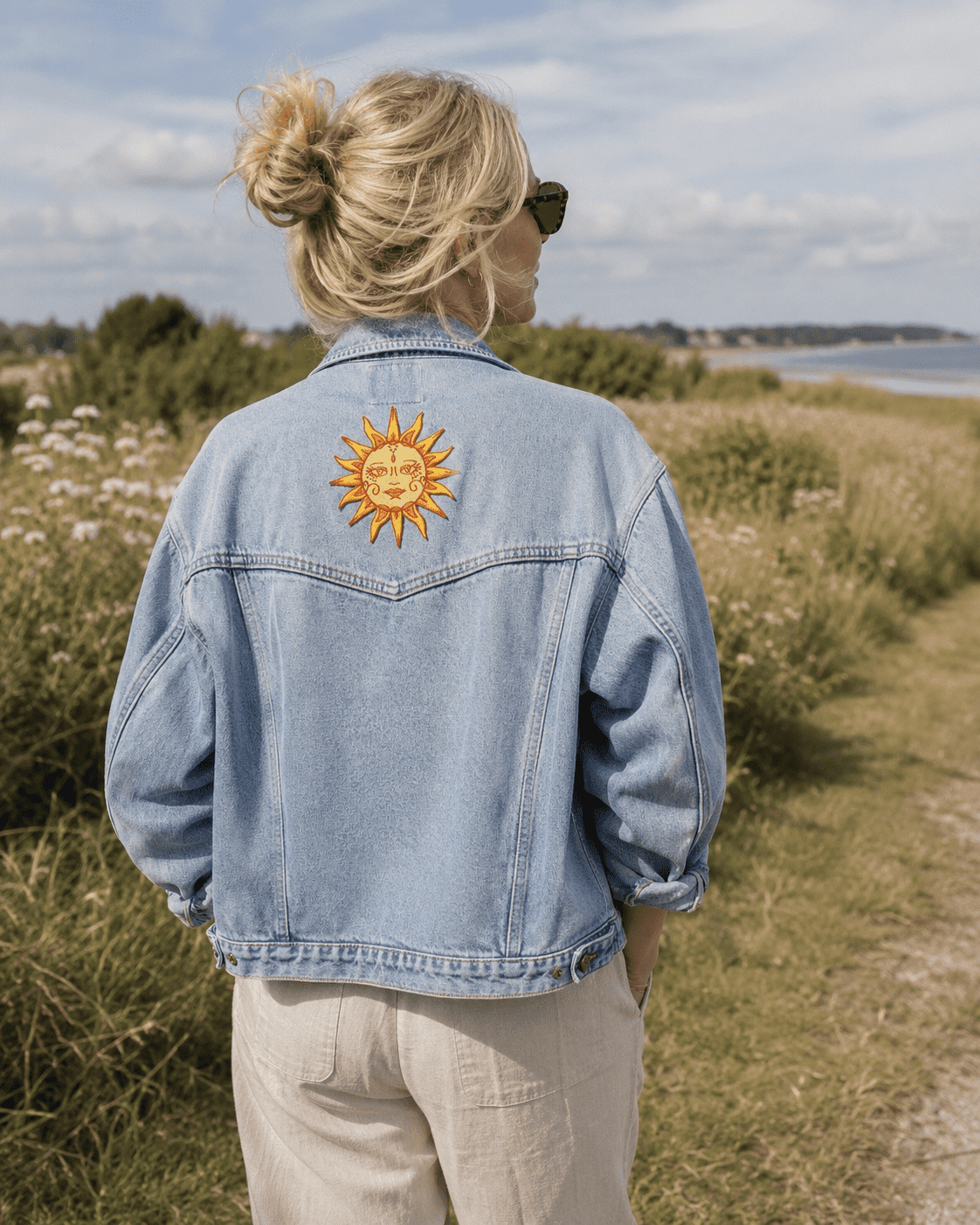 Sol strygemærke – broderet boho sol - Billede 3