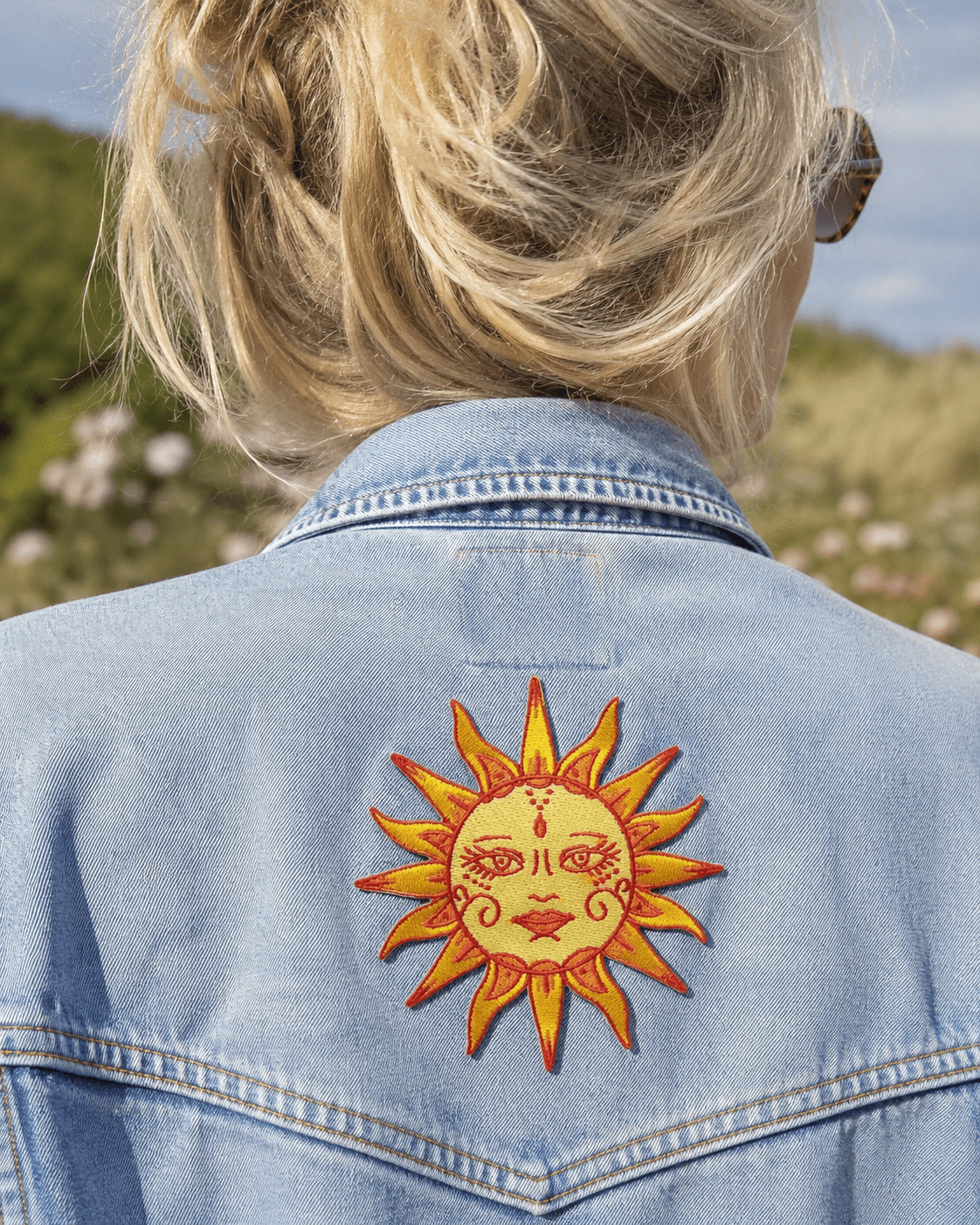 Sol strygemærke – broderet boho sol - Billede 2
