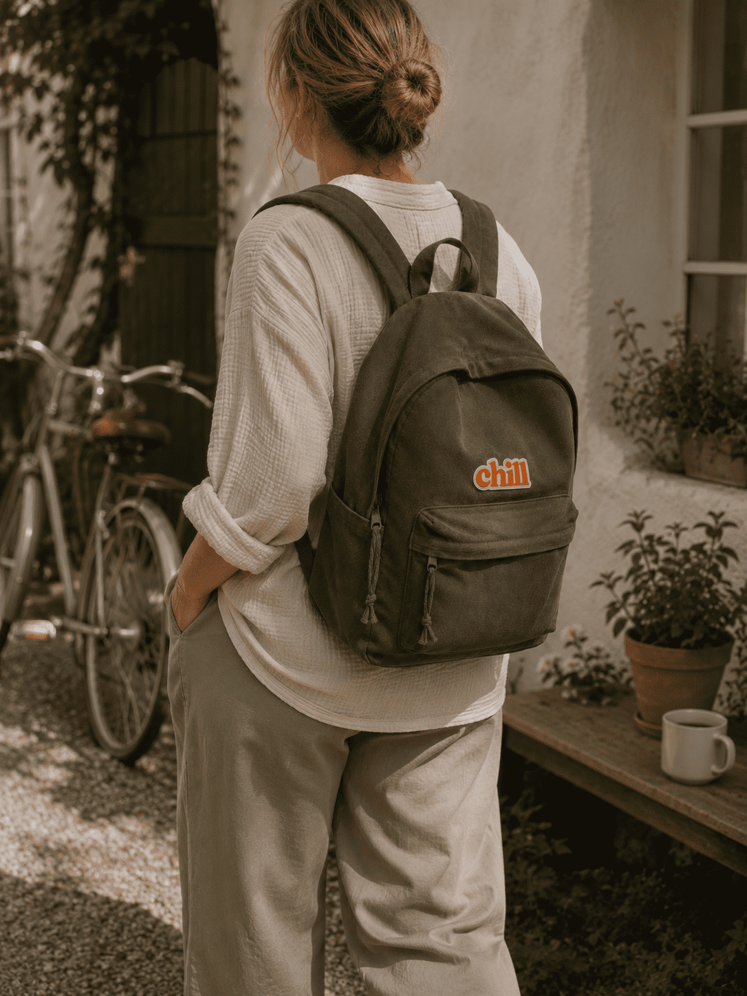 Chill strygemærke – orange retro tekst - Billede 2