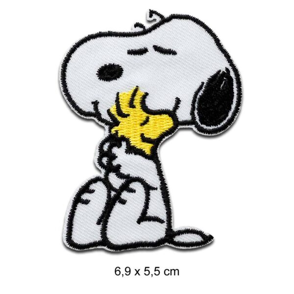 Snoopy strygemærke med Woodstock fra Peanuts til reparation og dekoration af tøj.